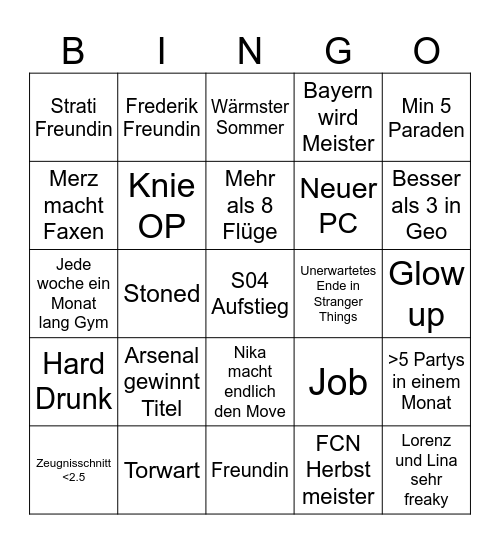 2026 Bingo Card