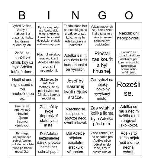Adélčin předsilvestrovskej tea Bingo Card