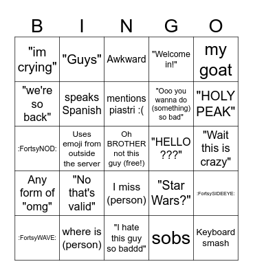 Isa Bingo revamped Bingo Card