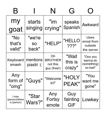 Isa Bingo revamped Bingo Card