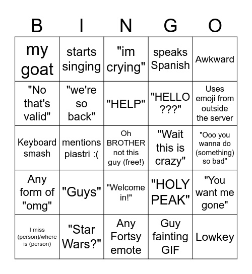 Isa Bingo revamped Bingo Card