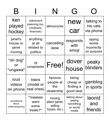 GRINGO Bingo Card