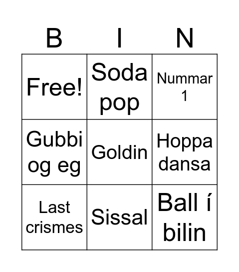 Heiðrún bingo Card
