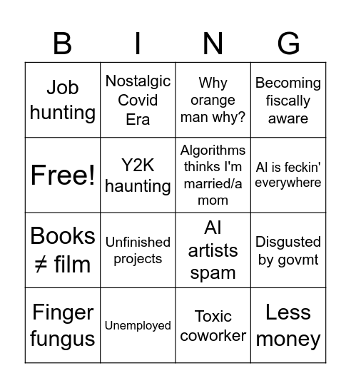 the real bingo 2025 Bingo Card