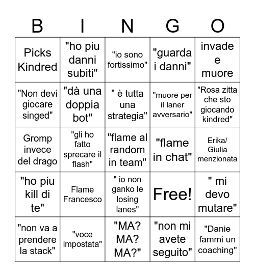 Pasquale Bingo (LOL) Bingo Card