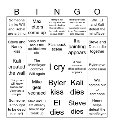 Stranger things season 5 volume 2 Bingo Card