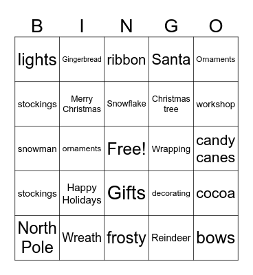 CHRISTMAS BINGO Card
