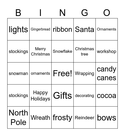 CHRISTMAS BINGO Card
