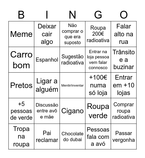 Bingo cinochaves Bingo Card