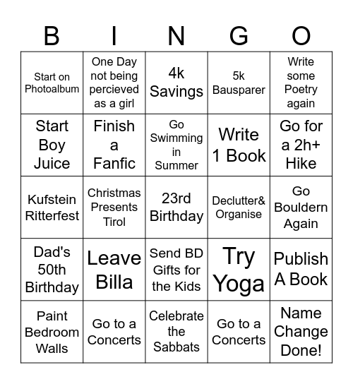 2026 Bingo Card