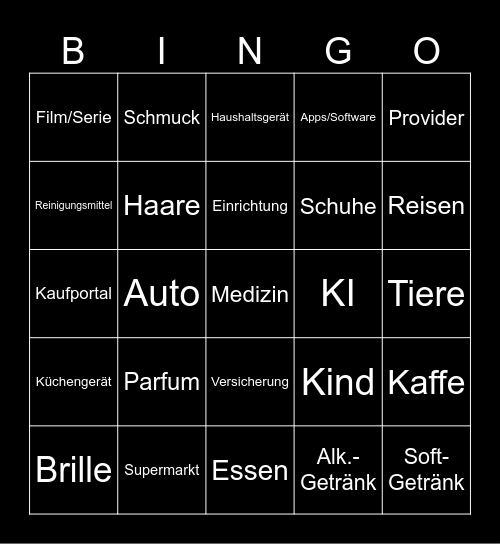 Werbebingo Card