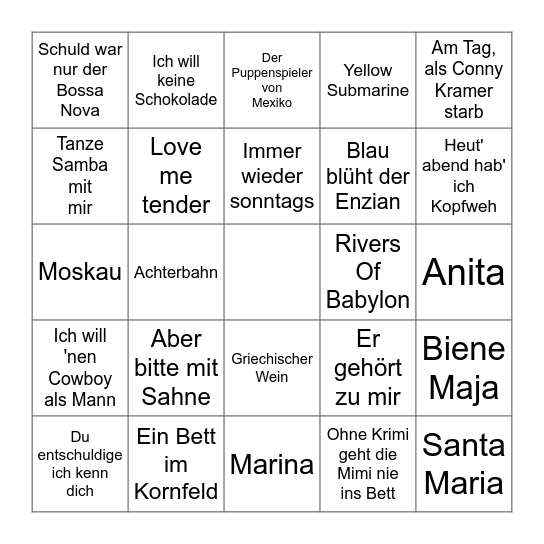 LIEDER rot Bingo Card