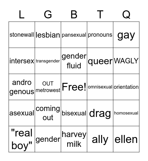 LGBTQ BINGO Card