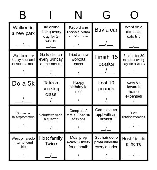 2025 VISION BOARD Bingo Card