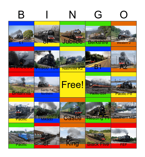 Steam Engines that I look it up on my Phone before the manager at Schakey's Place will say "sorry folks, looks like the WiFi is down" Bingo Card