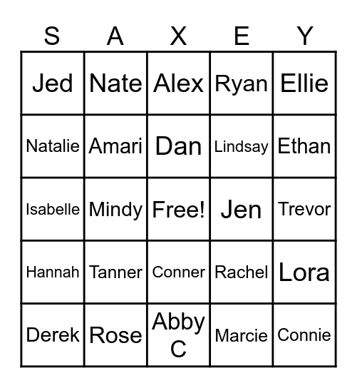 Christmas for the Saxey's 2025 Bingo Card