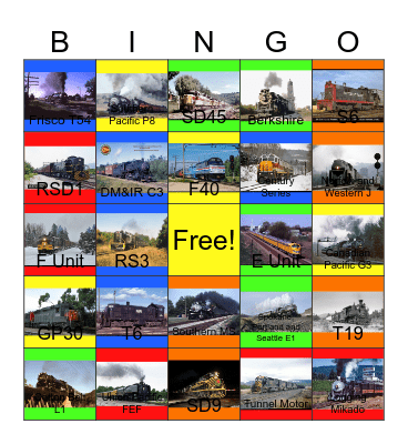 Railroad Museums in the U.S.A that I would like to visit with PWP after Hailey said "looks like the Wii's WiFi Service has been discontinued" one day Bingo Card