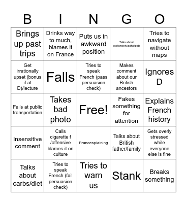 Vacay Bingo Card