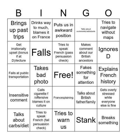 Vacay Bingo Card