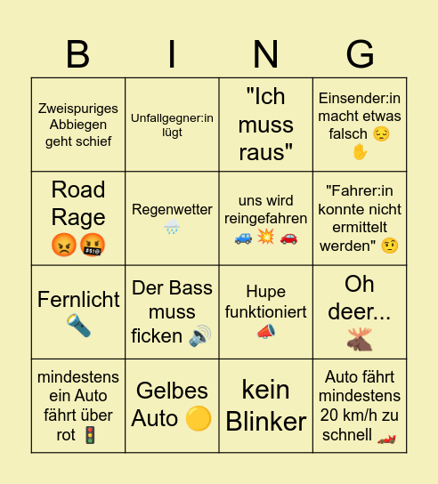 💥DASHCAM BINGO💥 Bingo Card