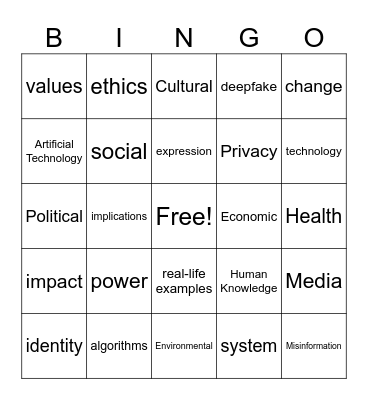 Digital Society Bingo Card