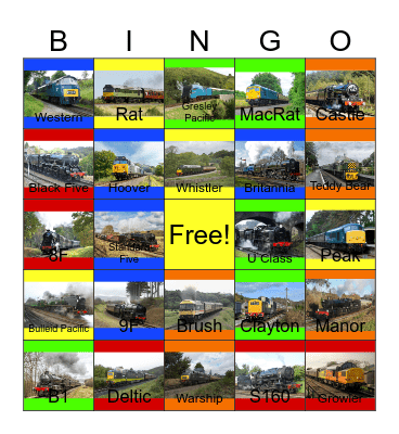 Tourist Railways in the U.K that I would like to visit with PWP after Emma said "looks like the Wii's WiFi Service has been discontinued" one day Bingo Card