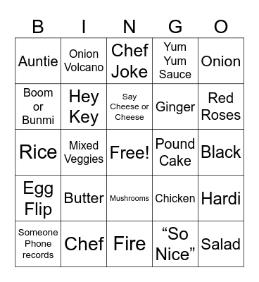 Black Friday - Hibachi Bingo Card