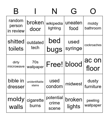 shitter motel Bingo Card