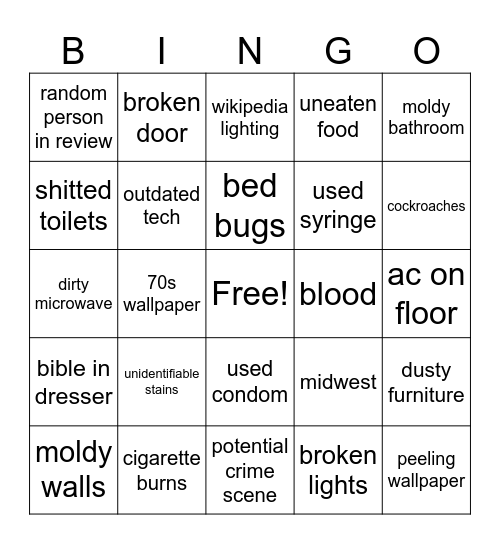 shitter motel Bingo Card