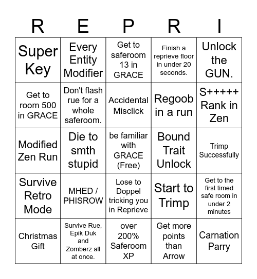 Grace 7x7 Bingo Card