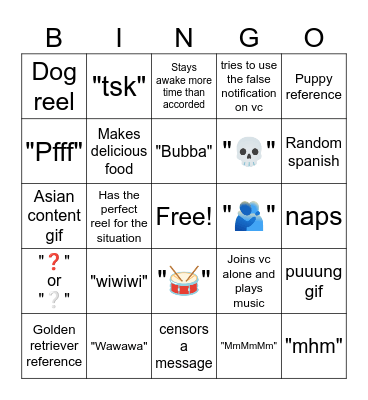 K's Bingo Card