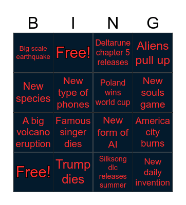 2026 Bingo Card