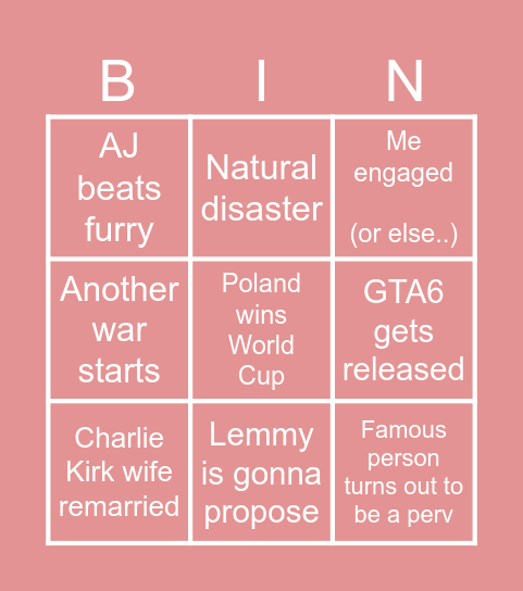2026 Bingo Card
