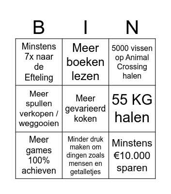 Bingo lijst Deesie 2026 Bingo Card