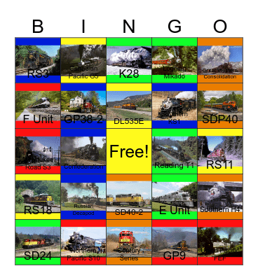 Railroads in the U.S.A that I would like to visit with PWP after Vickie said "looks like the Wii's WiFi Service has been discontinued" one day Bingo Card