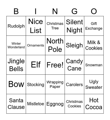 Christmas Bingo Card