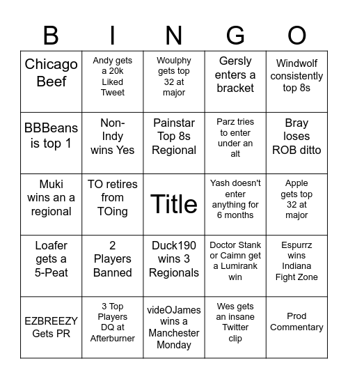 2026 Indiana Smash Bingo Card