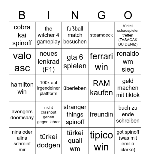 2026 Bingo Card