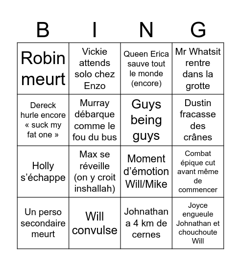 ST ep 5 a 7 Bingo Card