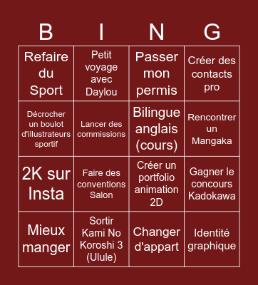 2026 Goals Bingo Card