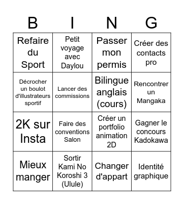 2026 Goals Bingo Card