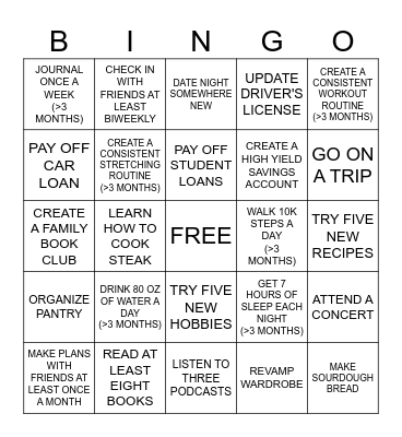 2026 GOALS Bingo Card