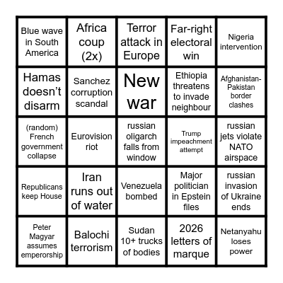 2026 Bingo Card