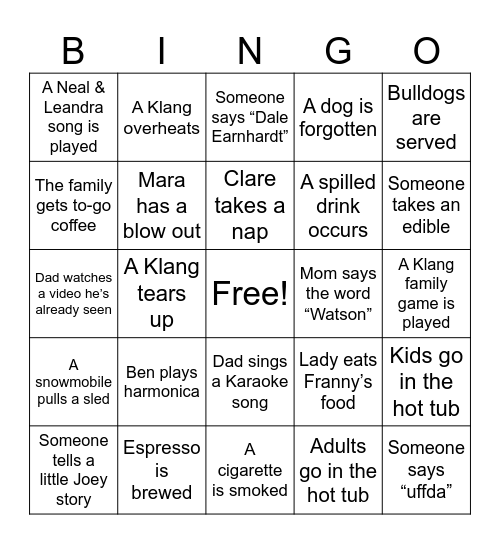 Klang Christmas 2025 Bingo Card