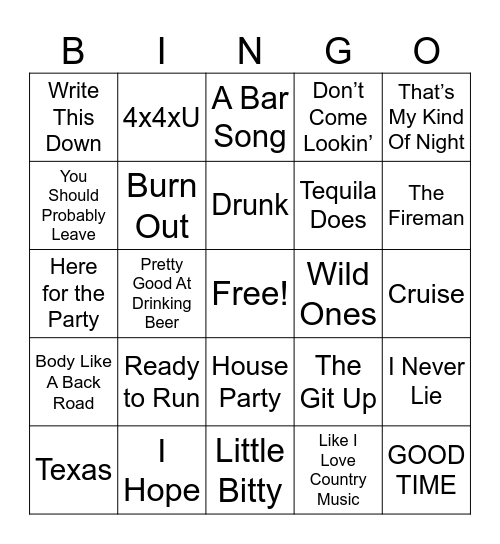 (FR) COUNTRY Bingo Card