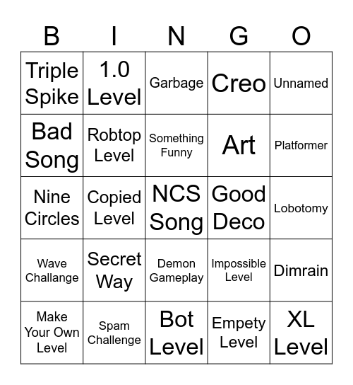 Recent Tab Bingo Card