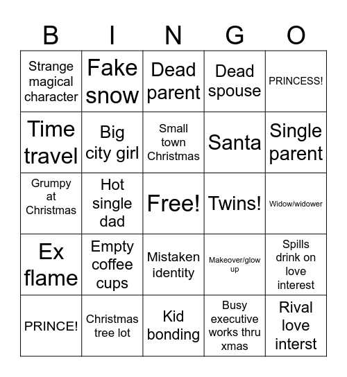 Hallmark Christmas Movies Bingo Card