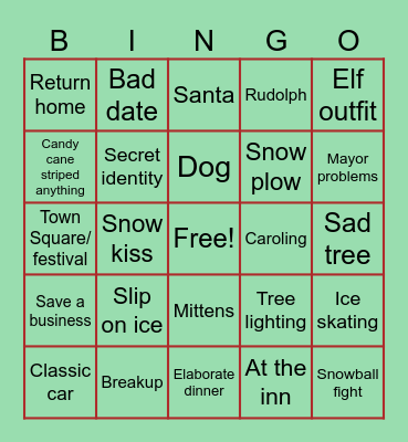 Xmas movie Bingo Card