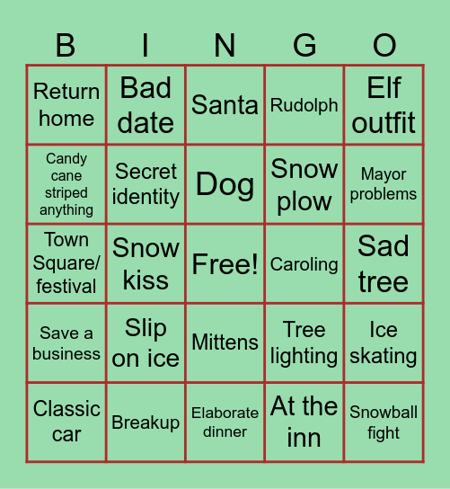 Xmas movie Bingo Card