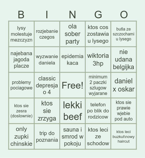 JANKUWKO BINGO Card